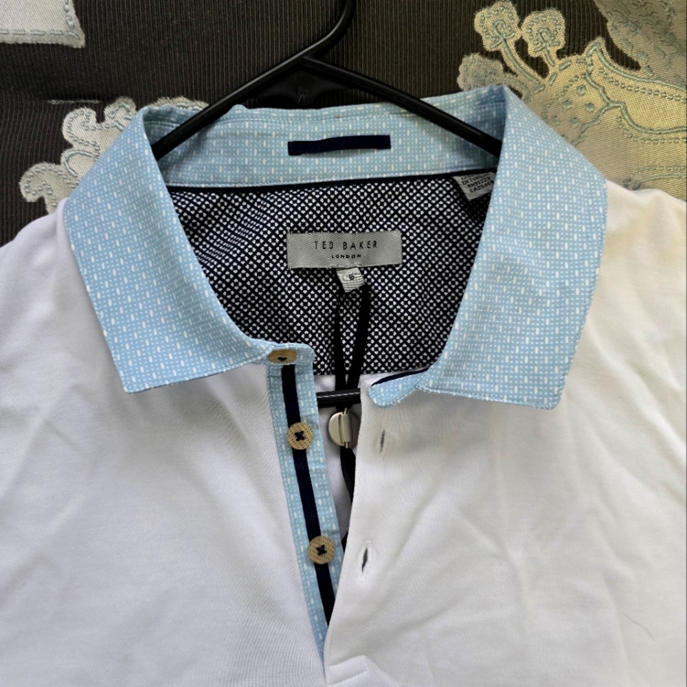 Ted Baker White Polo Shirt size 6 (XL)